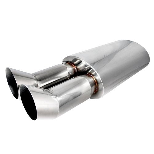Spec-D Tuning MF-RS3DTM Universal Fitment Dtm Style Dual Tip Muffler Stainless Steel