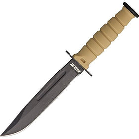 Mtech USA MT-632DT Fixed Blade Tactical Neck Knife, Black Drop Point Blade with Blood Groove, Tan Handle, 6-Inch Overall