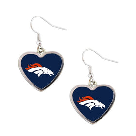 Sports Team Denver Broncos Non-Swirl Heart Shape Dangle Earring Set