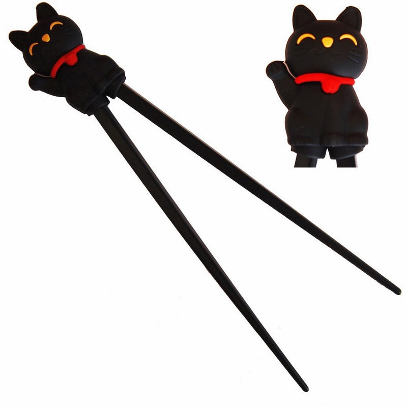 1 X Cute Kitty Cat Plastic Chopsticks with Silicone Guide/Training Connector