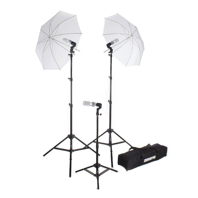 Fovitec - 1x Photography & Video Lighting Kit - [Continuous Light][Cast Iron][Collapsible][45W CFL Bulbs][Translucent Reflector Umbrella]