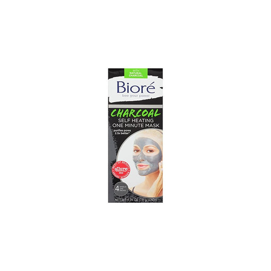 Bioré Charcoal Self-Heating One Minute Mask (4 Count)