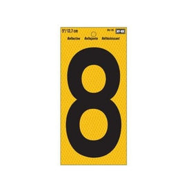 Hy-Ko RV-75/8 5" Black/Yellow Vinyl Self-Stick Reflective House Number 8