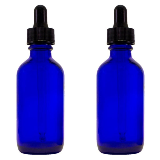 Greenhealth - Pack of 2 - Cobalt Blue Glass Bottle 2oz with Glass Dropper