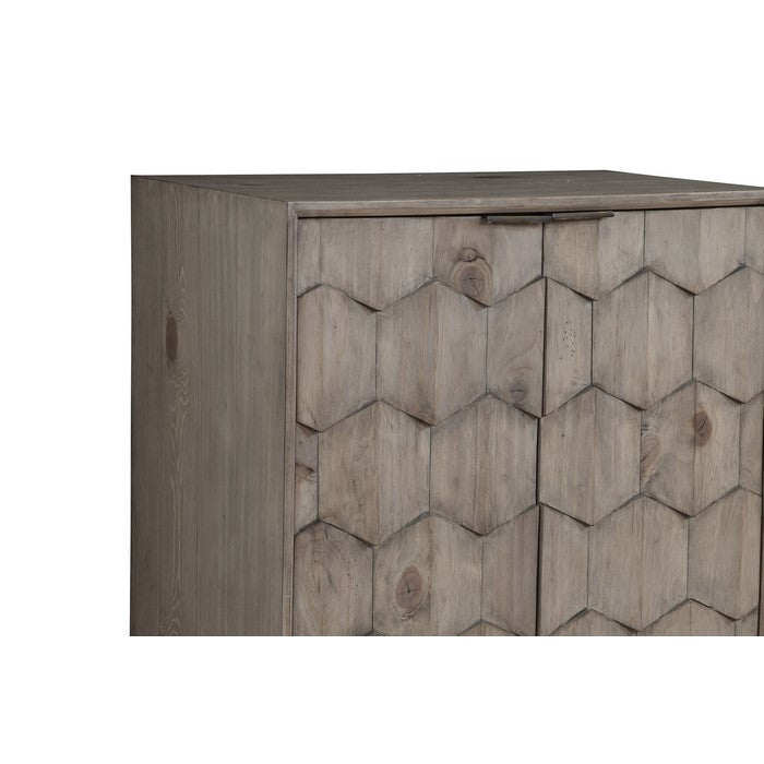 Transitional Style Wooden Bar Cabinet With Two Door Cabinets and Flared Legs, Gray