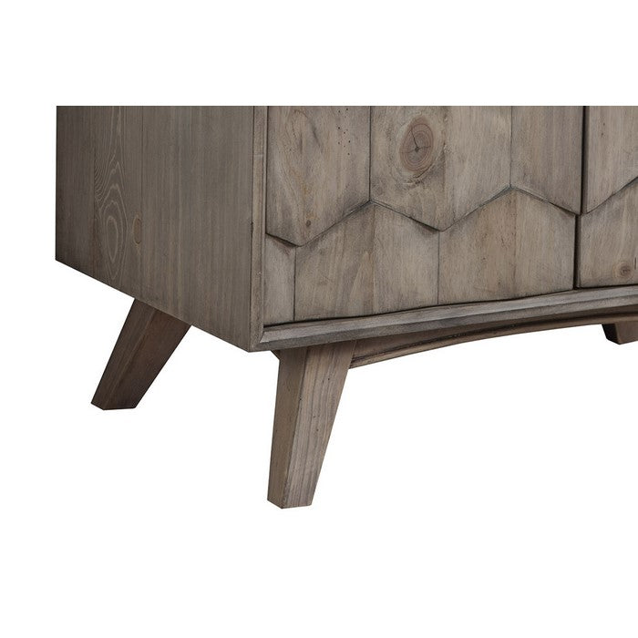 Transitional Style Wooden Bar Cabinet With Two Door Cabinets and Flared Legs, Gray