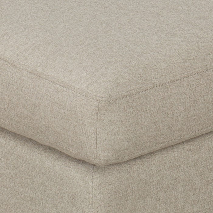 Fabric Upholstered Pillowtop Ottoman with Wooden Tapered Legs, Gray and Brown