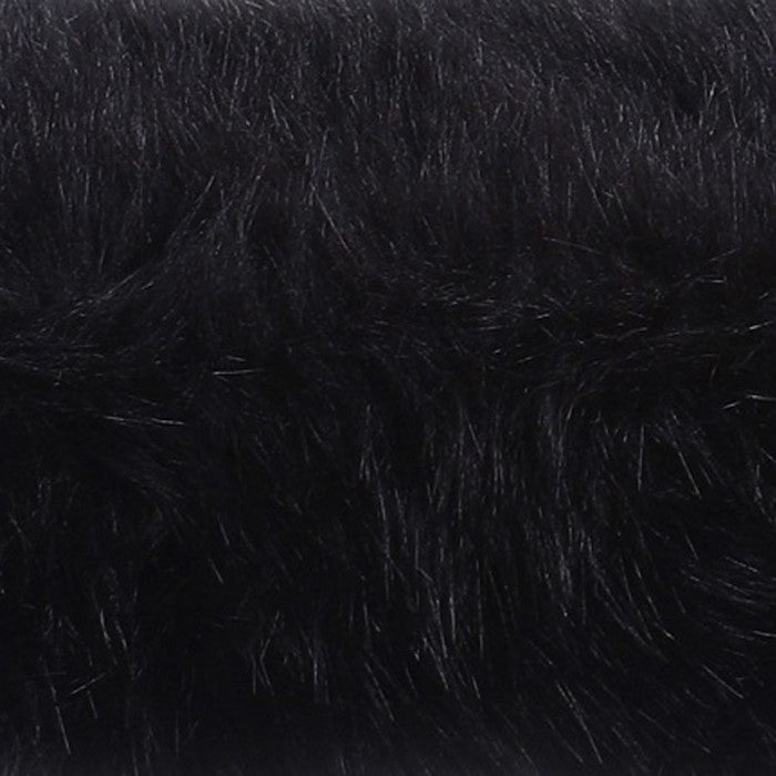 Square Faux Fur Upholstered Ottoman with Tubular Metal Legs and X Shape Base, Black and Gold