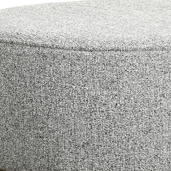 Textured Fabric Upholstered Ottoman with Wooden Angled Tapered Legs, Gray and Brown