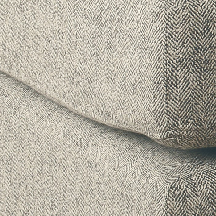 Textured Fabric Upholstered Pillowtop Ottoman with Wooden Tapered Legs, Cream and Black