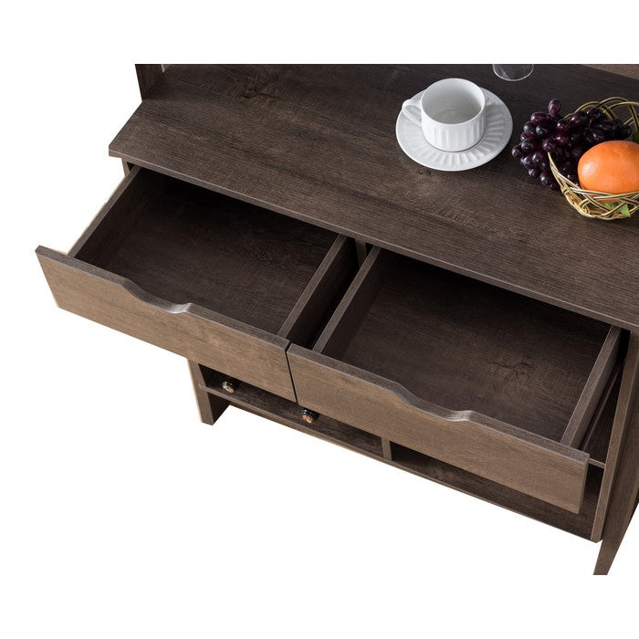 Stylish Wooden Wine Cabinet with Sled Legs and Spacious Storage, Brown