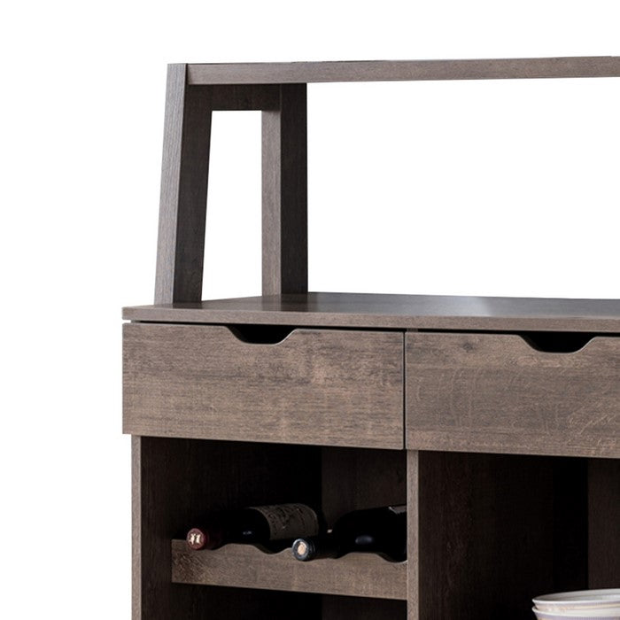 Stylish Wooden Wine Cabinet with Sled Legs and Spacious Storage, Brown