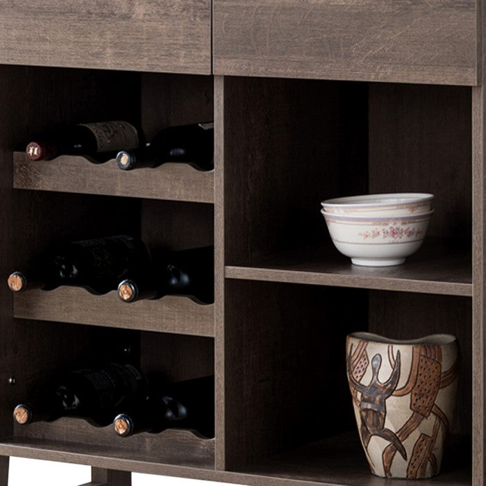 Stylish Wooden Wine Cabinet with Sled Legs and Spacious Storage, Brown