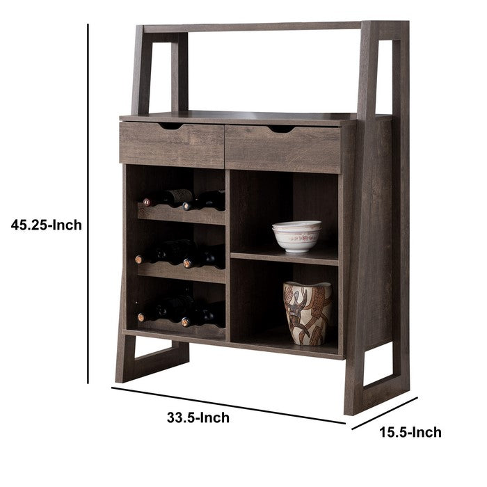 Stylish Wooden Wine Cabinet with Sled Legs and Spacious Storage, Brown