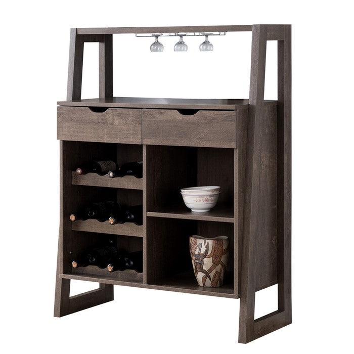 Stylish Wooden Wine Cabinet with Sled Legs and Spacious Storage, Brown