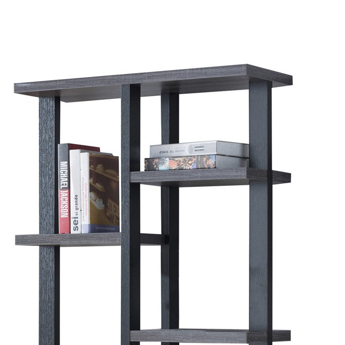Multifunctional Wooden Bookcase Display with Eight Shelve Space, Black and Gray