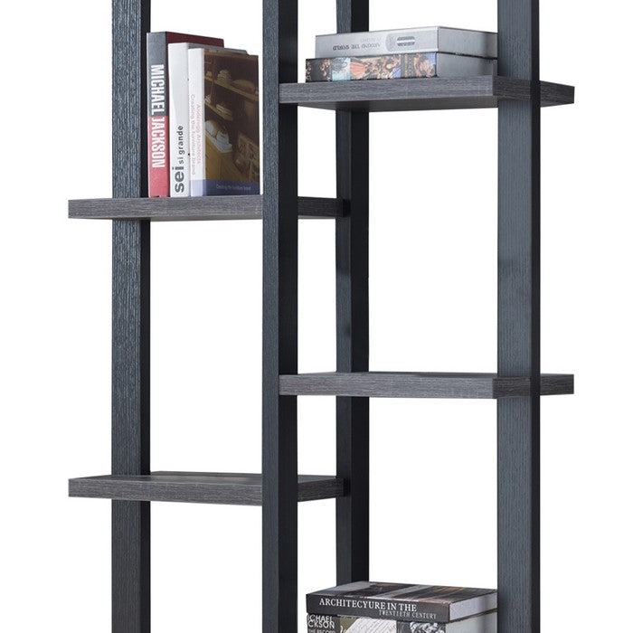 Multifunctional Wooden Bookcase Display with Eight Shelve Space, Black and Gray