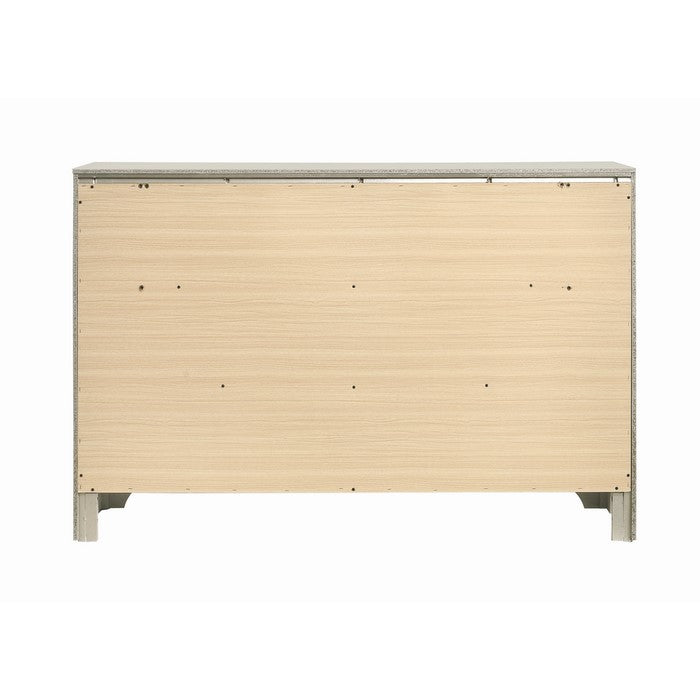 Seven Drawers Wooden Dresser with Oversized Ring Handles, Silver
