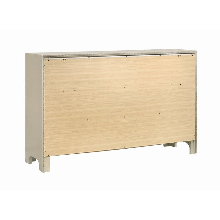 Seven Drawers Wooden Dresser with Oversized Ring Handles, Silver