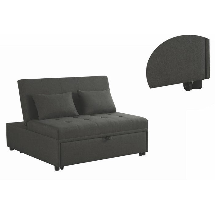 Fabric Upholstered Wooden Sleeper Sofa Bed with Tufted Detail, Gray