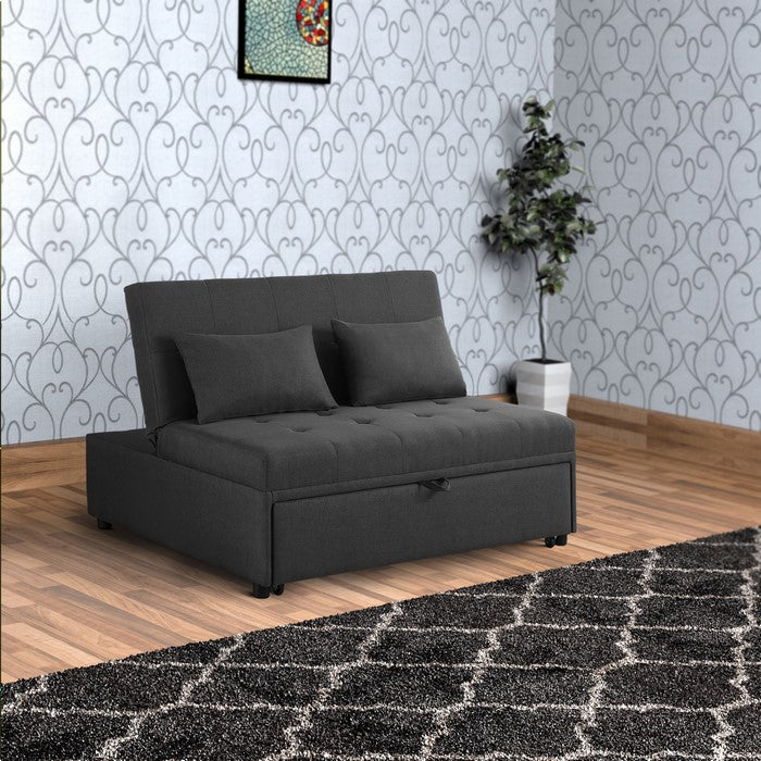 Fabric Upholstered Wooden Sleeper Sofa Bed with Tufted Detail, Gray