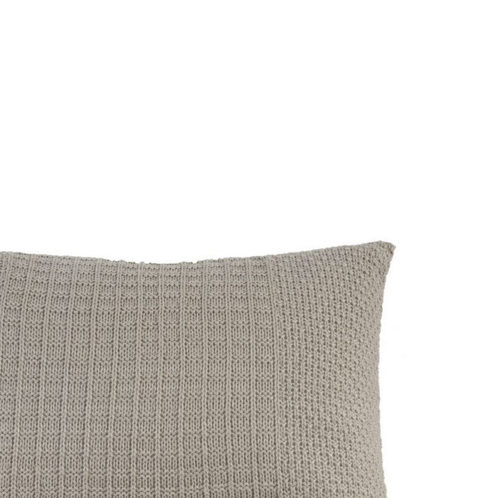 Fabric Accent Pillow with Knitted Pattern Details, Gray