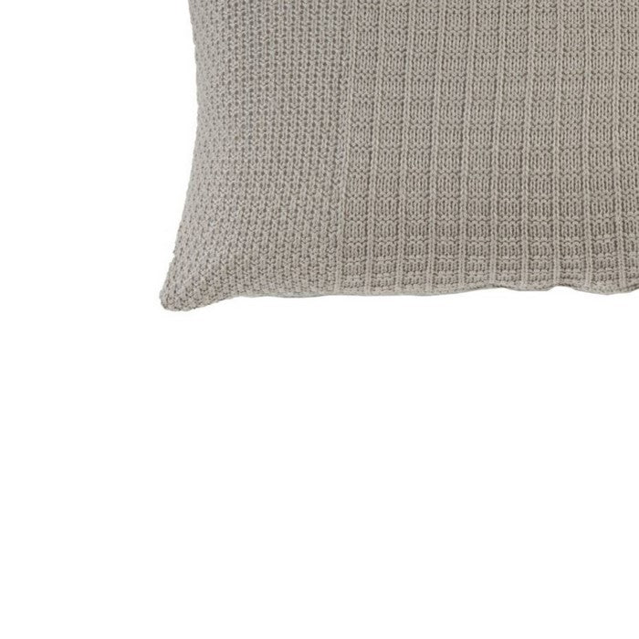 Fabric Accent Pillow with Knitted Pattern Details, Gray