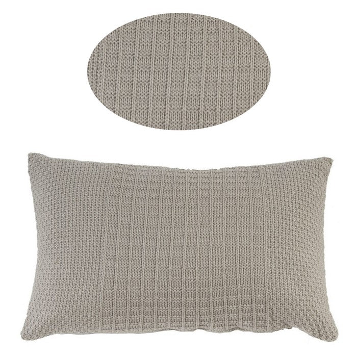 Fabric Accent Pillow with Knitted Pattern Details, Gray