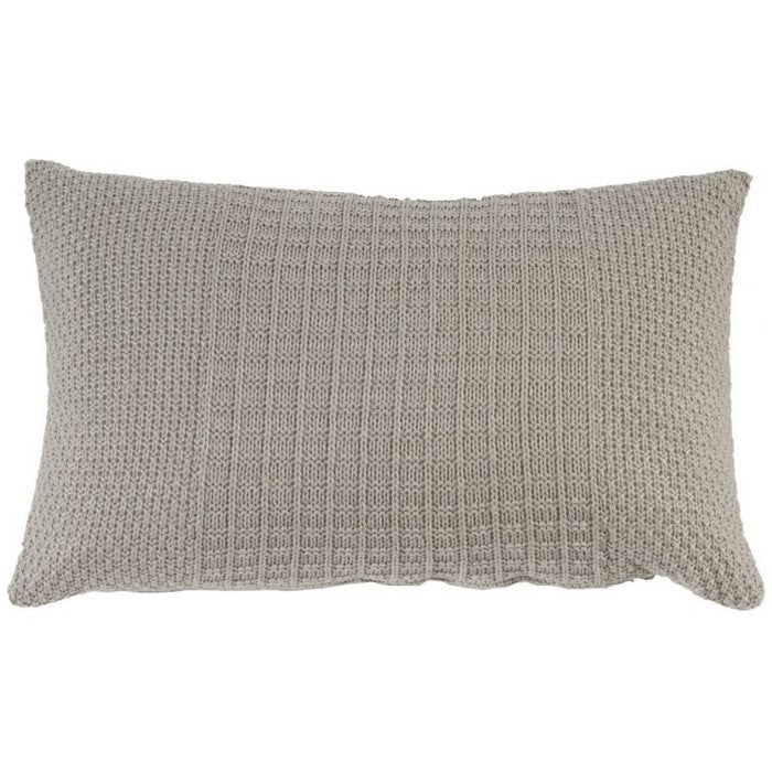 Fabric Accent Pillow with Knitted Pattern Details, Gray