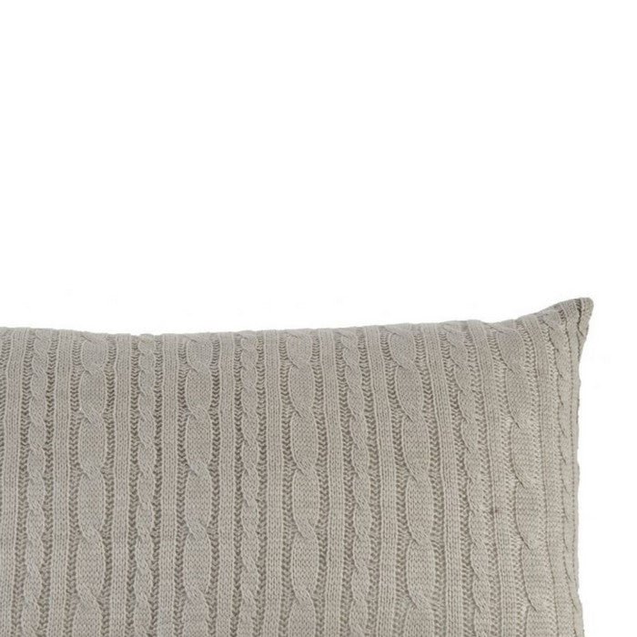 Fabric Accent Pillow with Twisted Knit Pattern Details, Gray