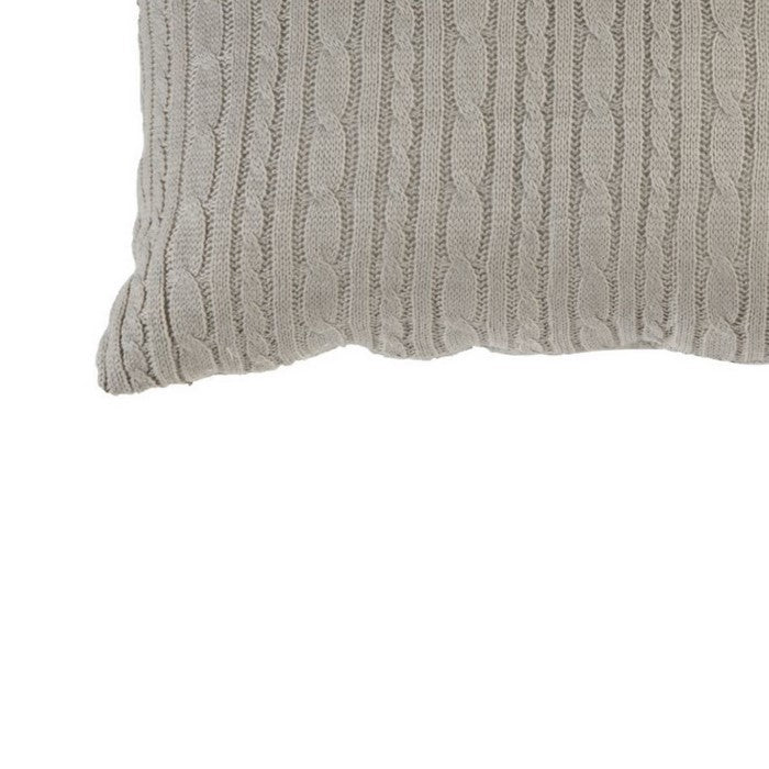 Fabric Accent Pillow with Twisted Knit Pattern Details, Gray