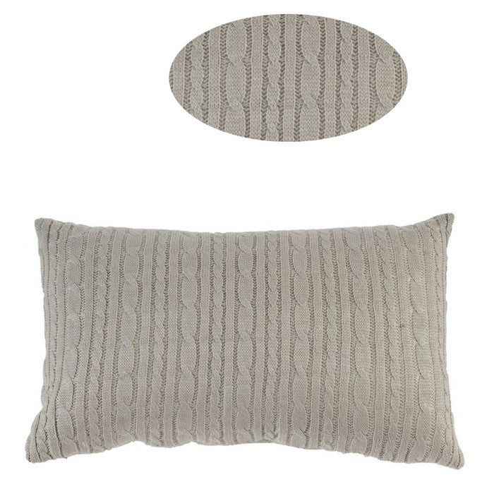 Fabric Accent Pillow with Twisted Knit Pattern Details, Gray