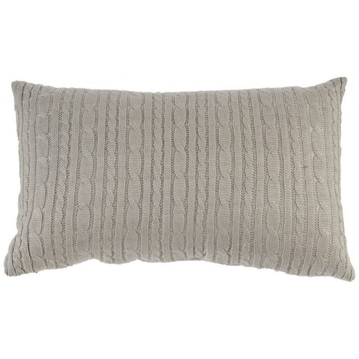 Fabric Accent Pillow with Twisted Knit Pattern Details, Gray