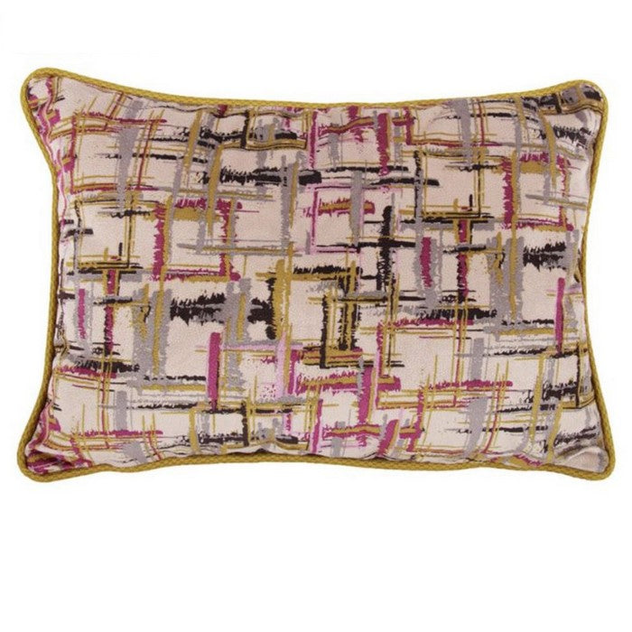 Fabric Reversable Throw Pillow in Geometric Pattern, Multicolor