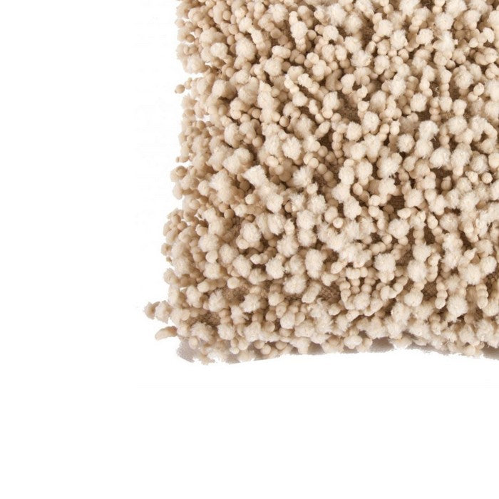 Fabric Accent Pillow with Shaggy Details, Cream