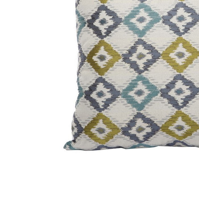 Woven Design Fabric Accent Pillow in Diamond Pattern, Multicolor