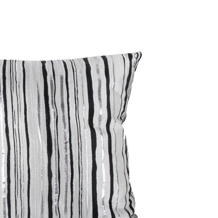 Fabric Accent Pillow with Unique Striped Pattern, Gray and Black