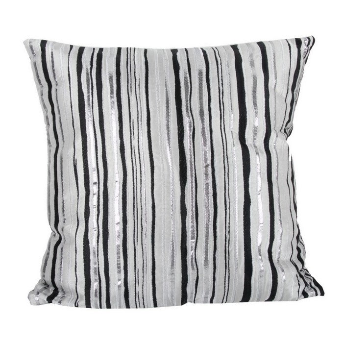 Fabric Accent Pillow with Unique Striped Pattern, Gray and Black