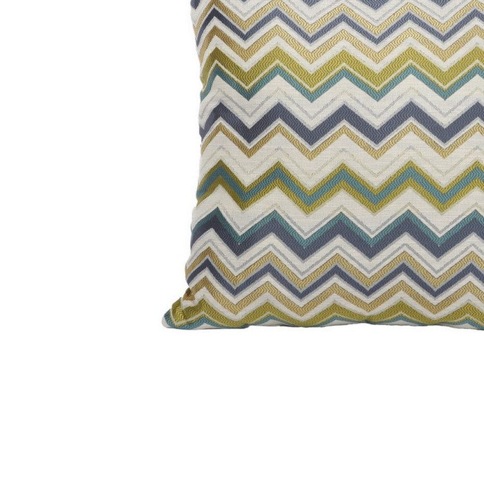 Woven Design Fabric Accent Pillow in Chevron Pattern, Multicolor