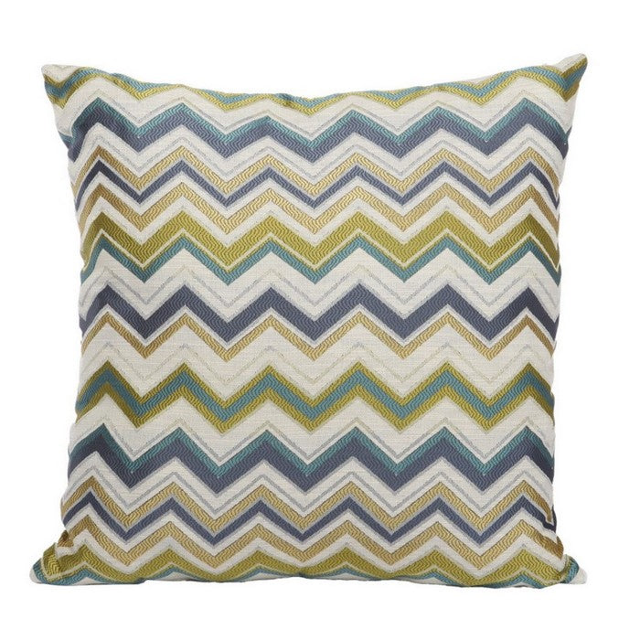 Woven Design Fabric Accent Pillow in Chevron Pattern, Multicolor