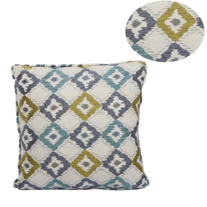 Woven Design Fabric Accent Pillow in Diamond Pattern and Welting Details, Multicolor