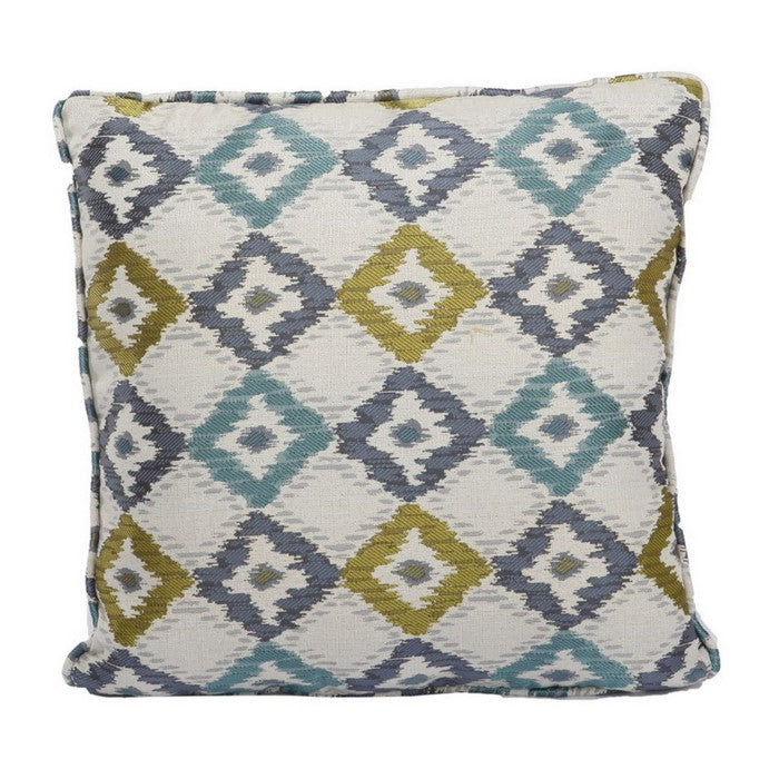 Woven Design Fabric Accent Pillow in Diamond Pattern and Welting Details, Multicolor