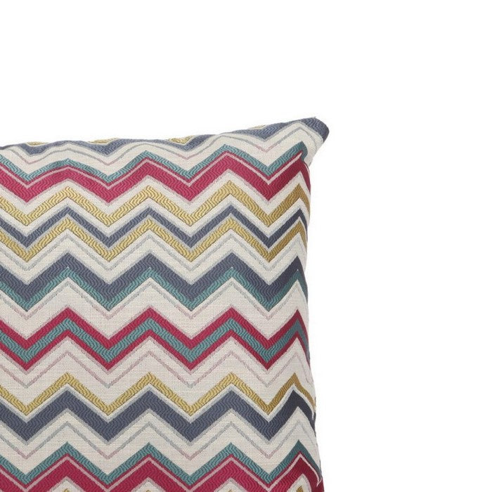 Woven Design Fabric Accent Pillow in Zigzag Pattern, Multicolor