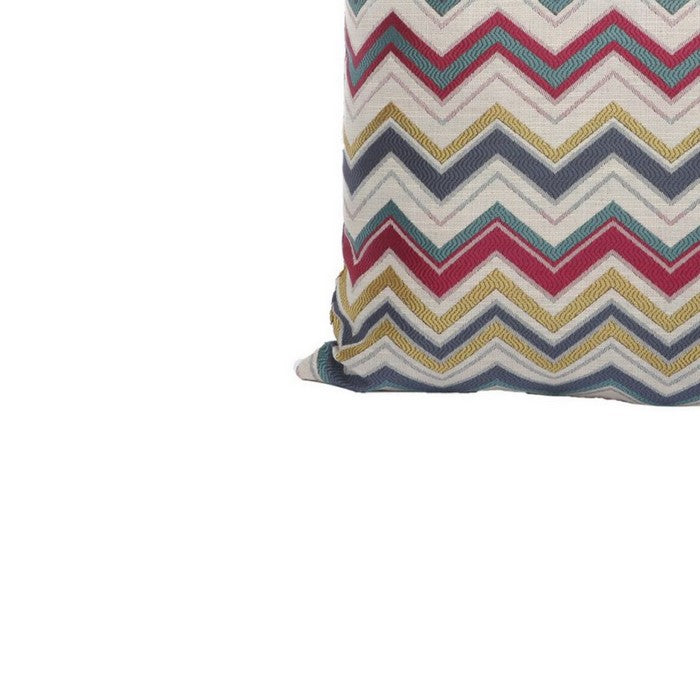 Woven Design Fabric Accent Pillow in Zigzag Pattern, Multicolor