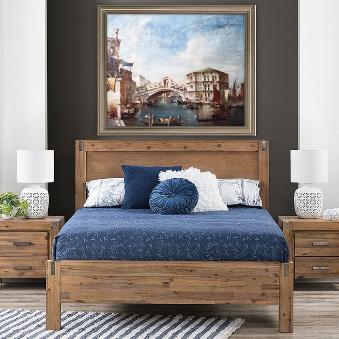 Digital Print of Grand Canal and The Rialto Bridge with Wooden Framing, Multicolor