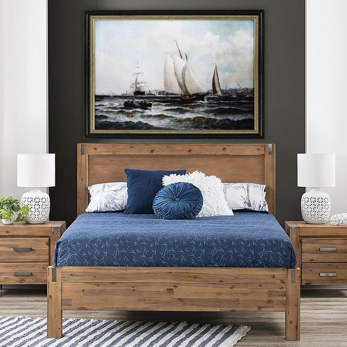 Old Style Digital New York Harbor Wall Art with Wooden Framing, Multicolor