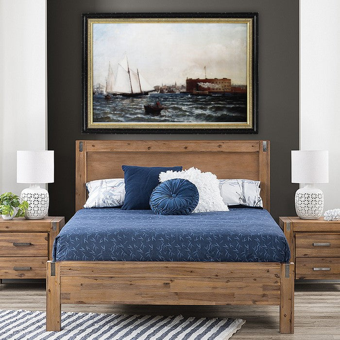 Wooden Framed Digital Wall Art of Castle William Governors Island New York, Multicolor