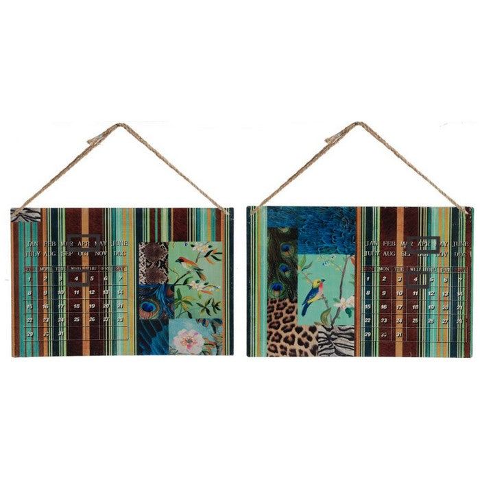 4 Piece Nature Inspired Calendar WallDecor Set in Metal, Set of Four, Multicolor