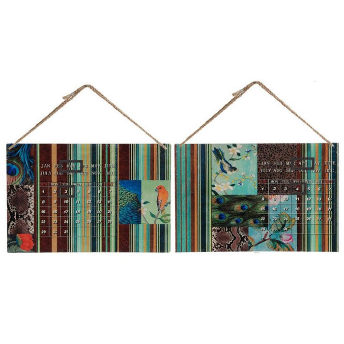 4 Piece Nature Inspired Calendar WallDecor Set in Metal, Set of Four, Multicolor