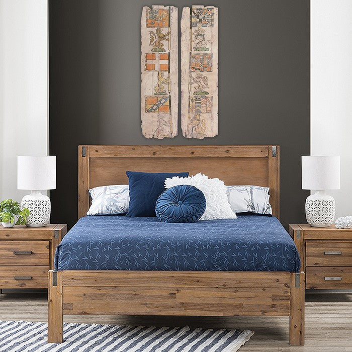 Antiqued 2 Piece Wooden Wall Plaque Set, Multicolor
